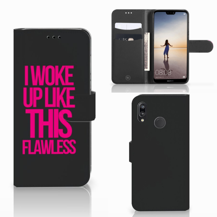 Huawei P20 Lite Hoesje met naam Woke Up - Origineel Cadeau Zelf Maken