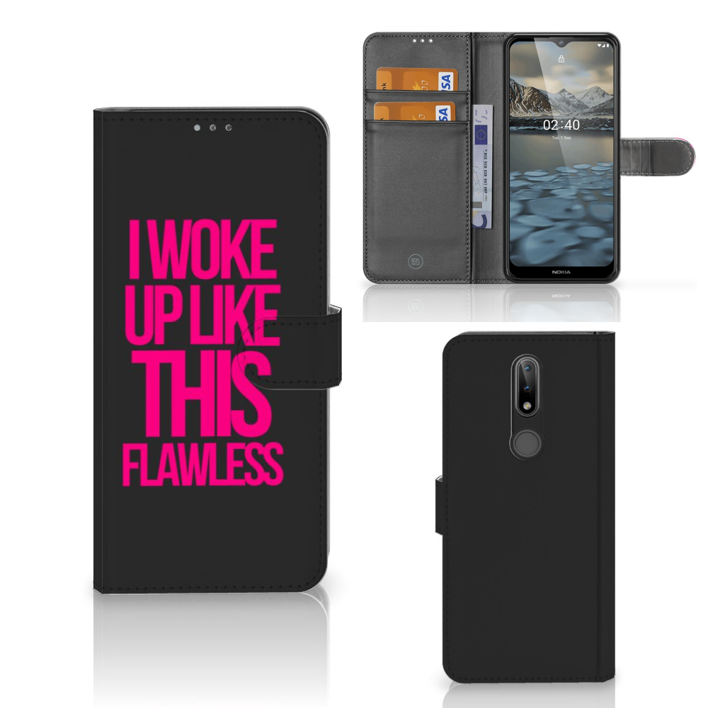 Nokia 2.4 Hoesje met naam Woke Up - Origineel Cadeau Zelf Maken