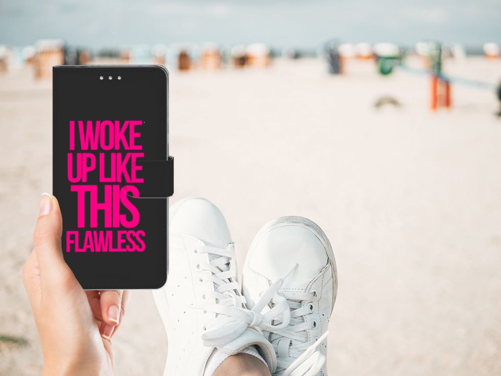 Huawei Y7 (2019) Hoesje met naam Woke Up - Origineel Cadeau Zelf Maken