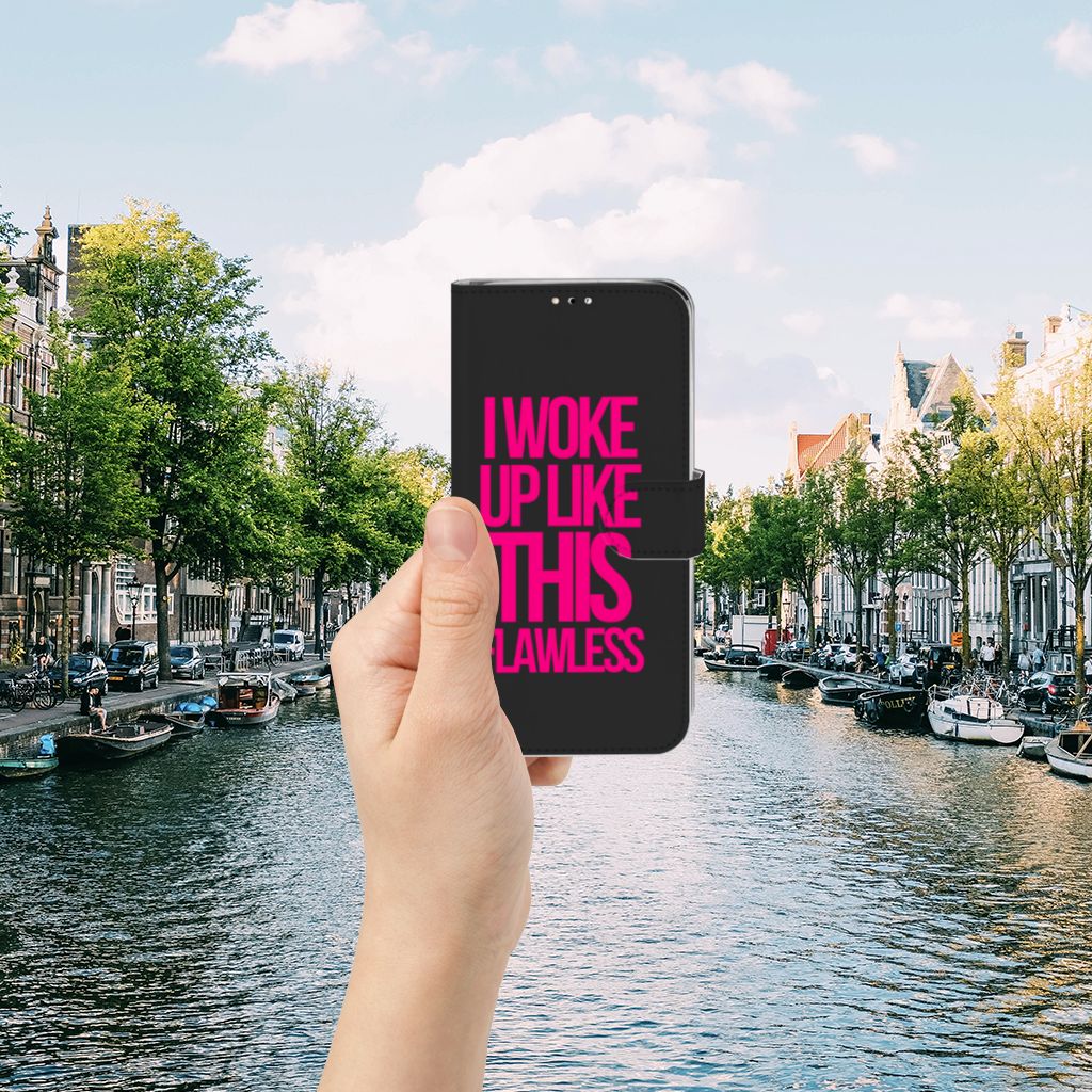 Huawei Y6 (2019) Hoesje met naam Woke Up - Origineel Cadeau Zelf Maken