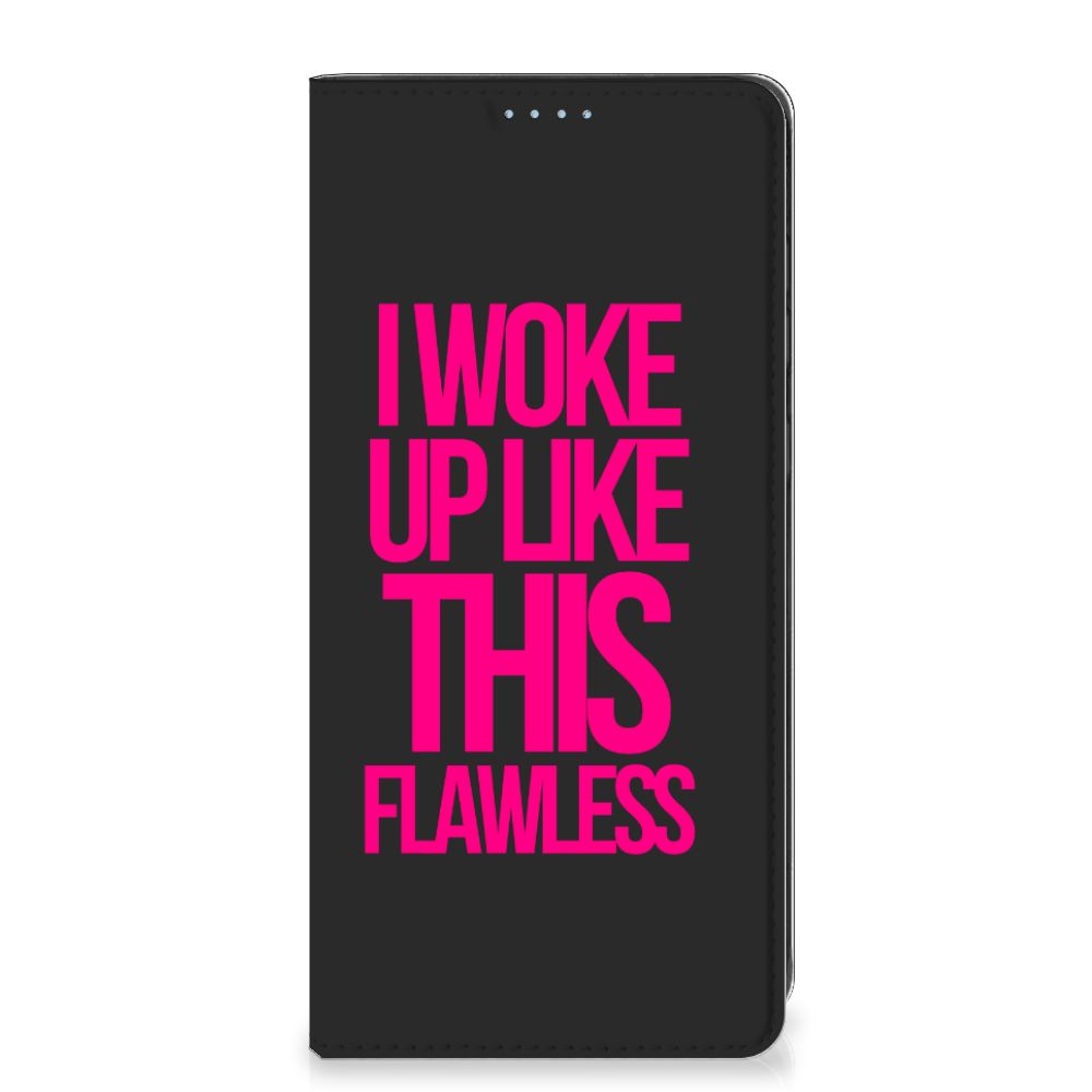 Samsung Galaxy A21s Hoesje met tekst Woke Up - Origineel Cadeau Zelf Maken