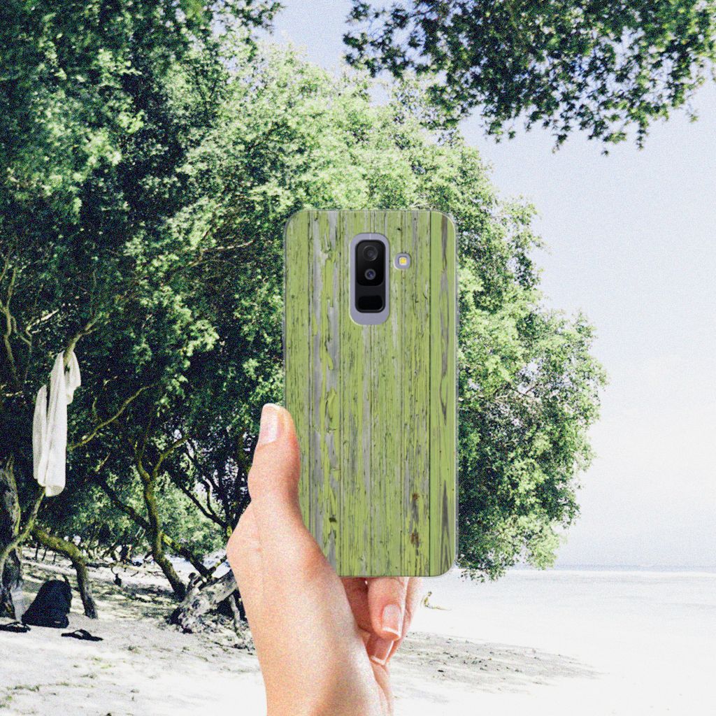 Samsung Galaxy A6 Plus (2018) Bumper Hoesje Green Wood