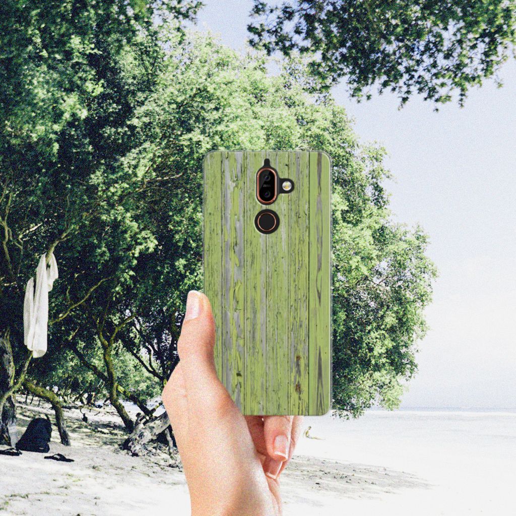 Nokia 7 Plus Bumper Hoesje Green Wood