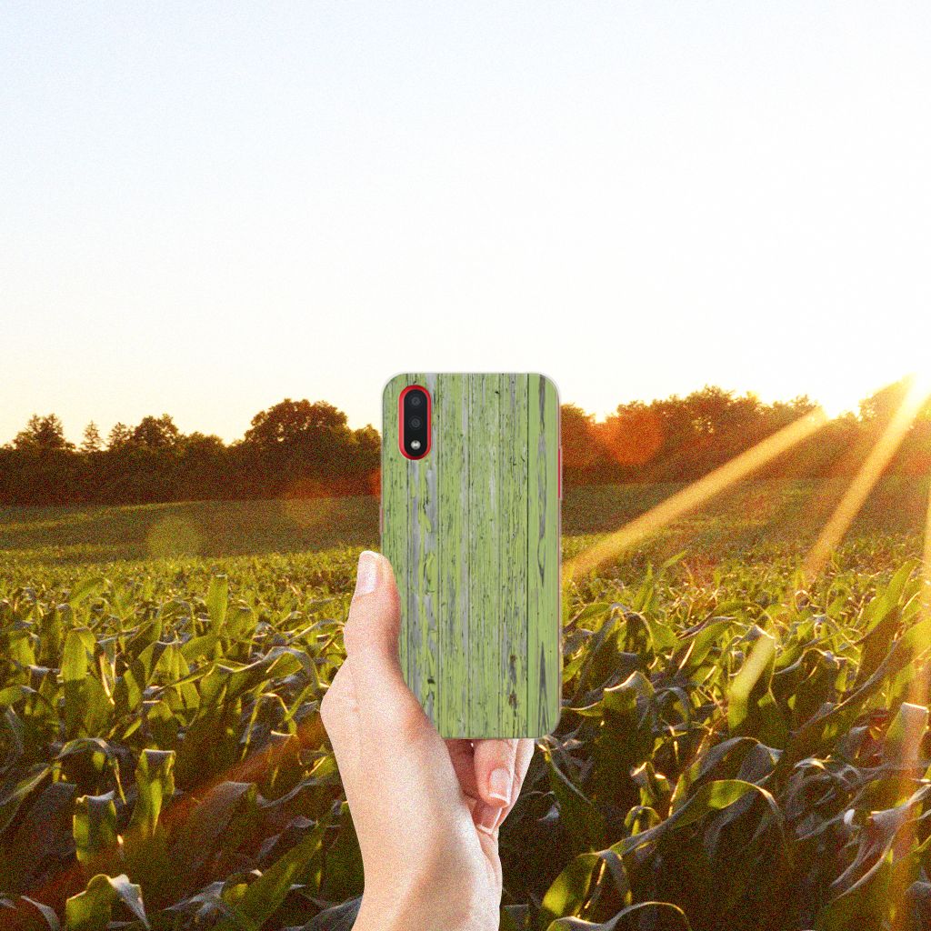 Samsung Galaxy A01 Bumper Hoesje Green Wood