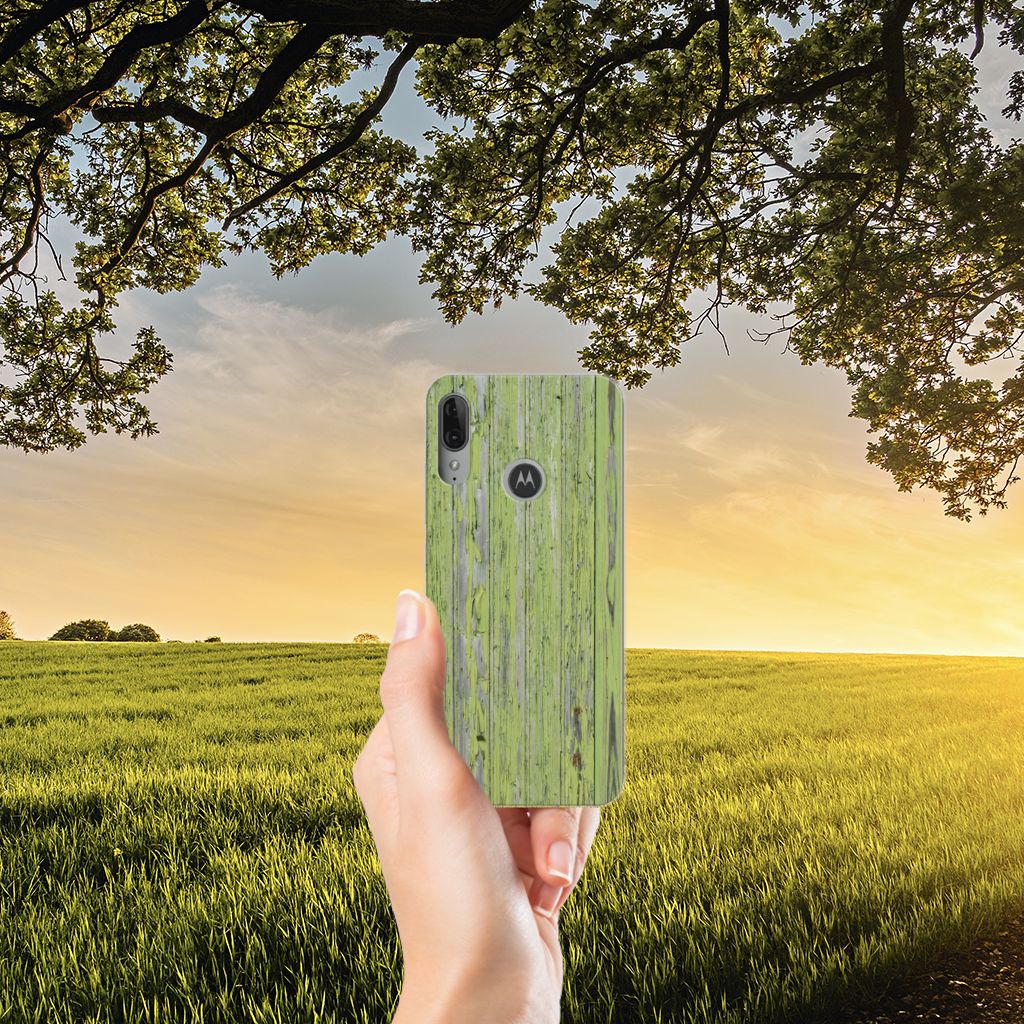 Motorola Moto E6 Plus Bumper Hoesje Green Wood
