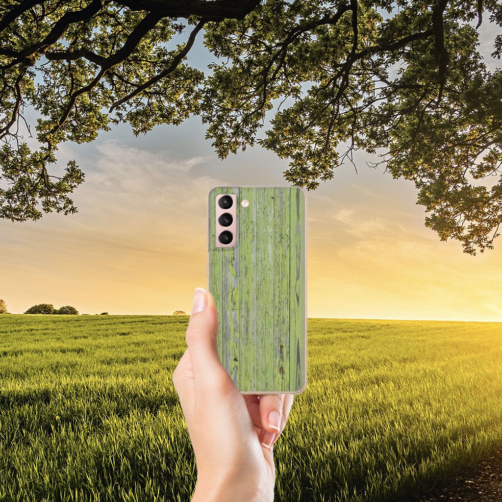 Samsung Galaxy S21 Bumper Hoesje Green Wood