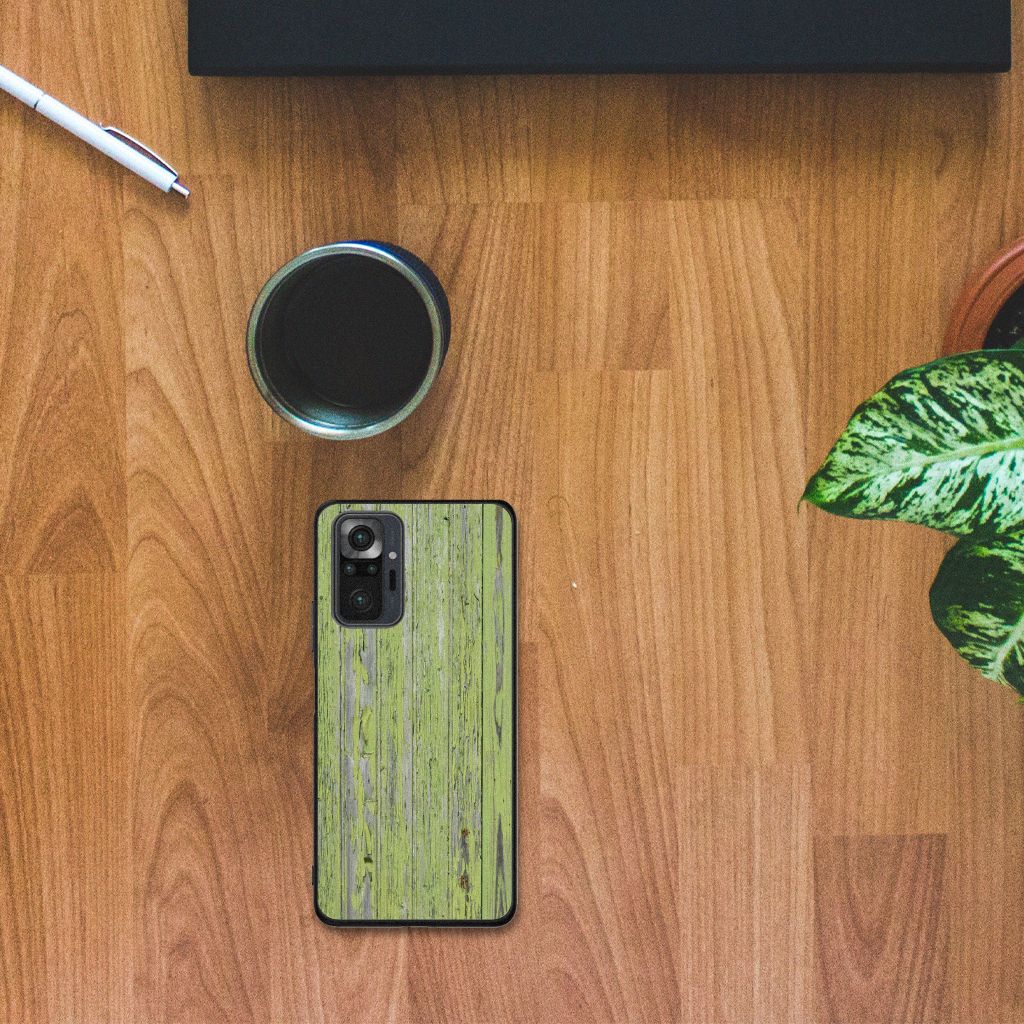 Xiaomi Redmi Note 10 Pro Houten Print Telefoonhoesje Green Wood