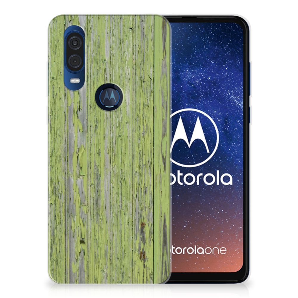 Motorola One Vision Bumper Hoesje Green Wood