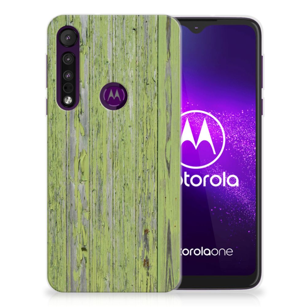 Motorola One Macro Bumper Hoesje Green Wood