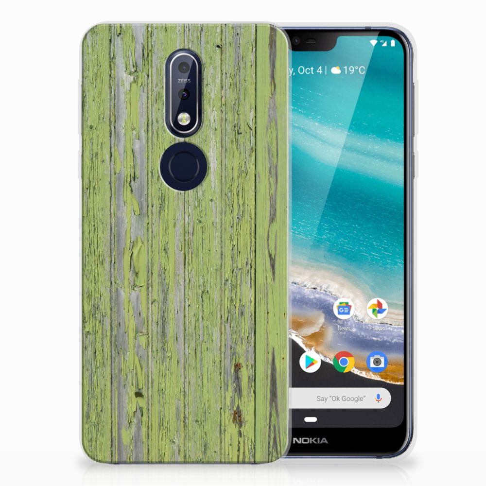 Nokia 7.1 Bumper Hoesje Green Wood