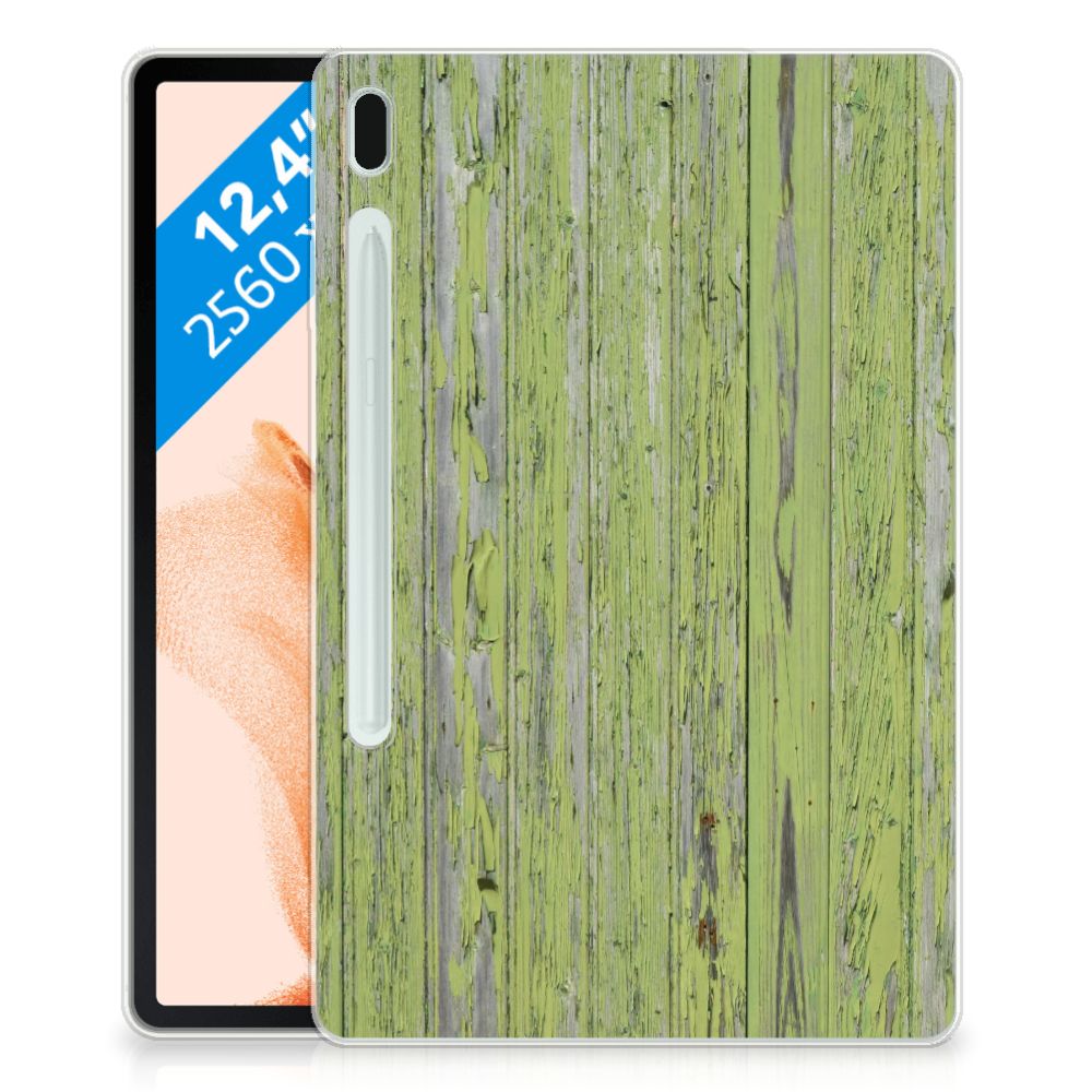 Samsung Galaxy Tab S7FE Silicone Tablet Hoes Green Wood