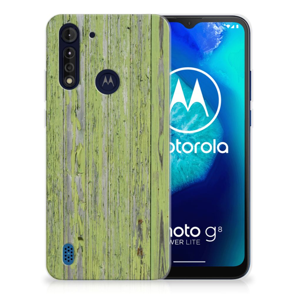 Motorola Moto G8 Power Lite Bumper Hoesje Green Wood