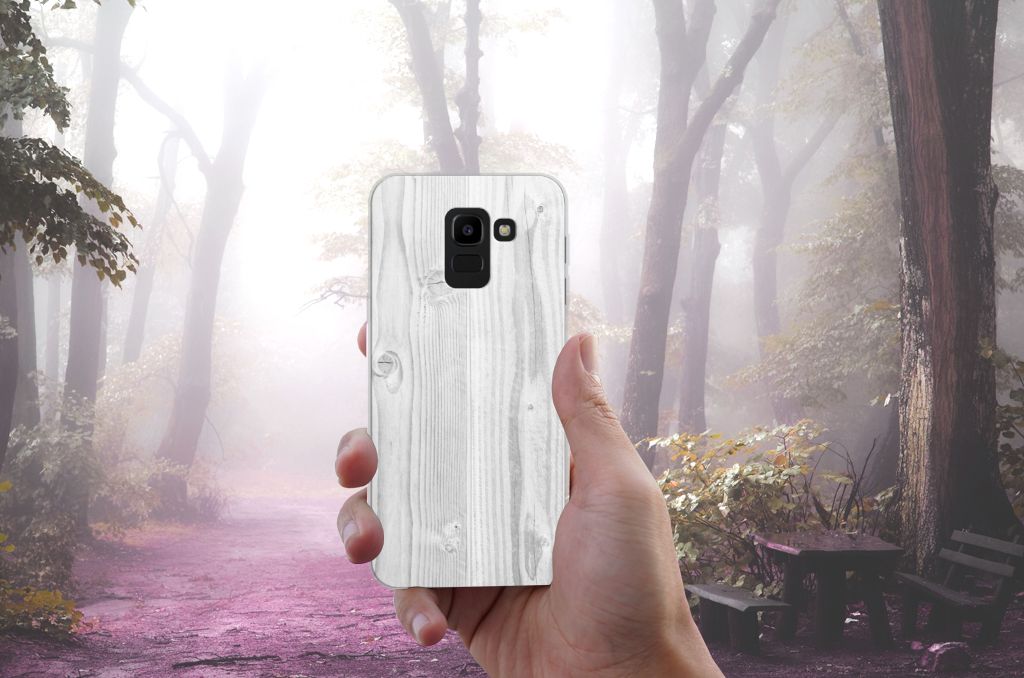 Samsung Galaxy J6 2018 Bumper Hoesje White Wood
