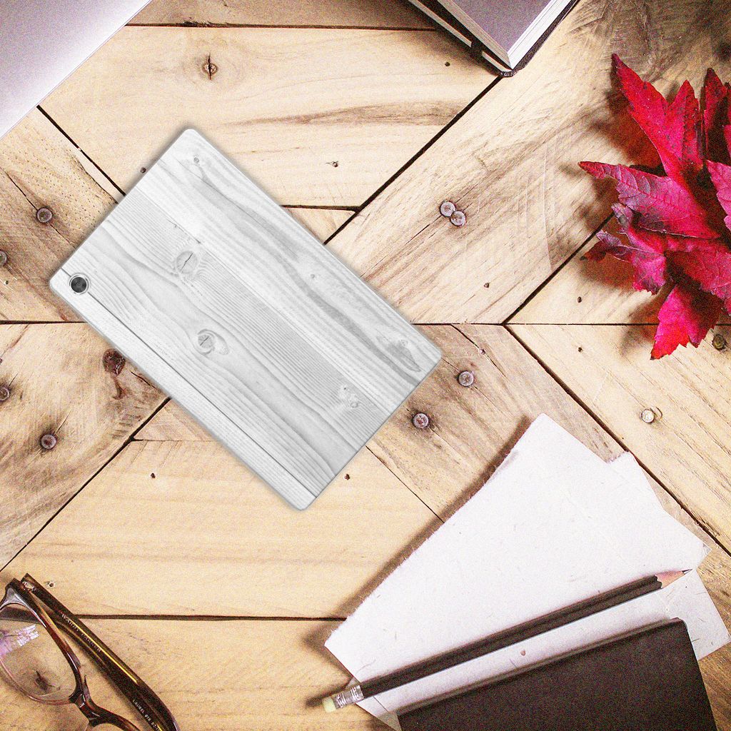 Lenovo Tab M10 Plus Silicone Tablet Hoes White Wood