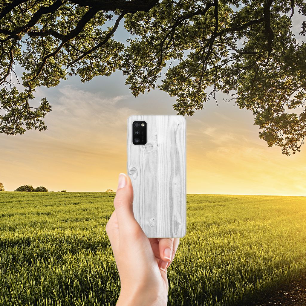 Samsung Galaxy A41 Bumper Hoesje White Wood