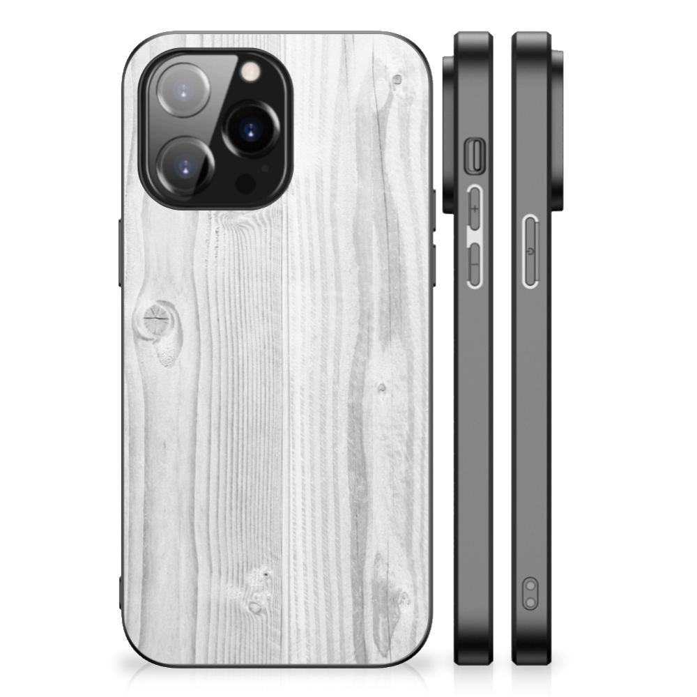 iPhone 14 Pro Max Houten Print Telefoonhoesje White Wood