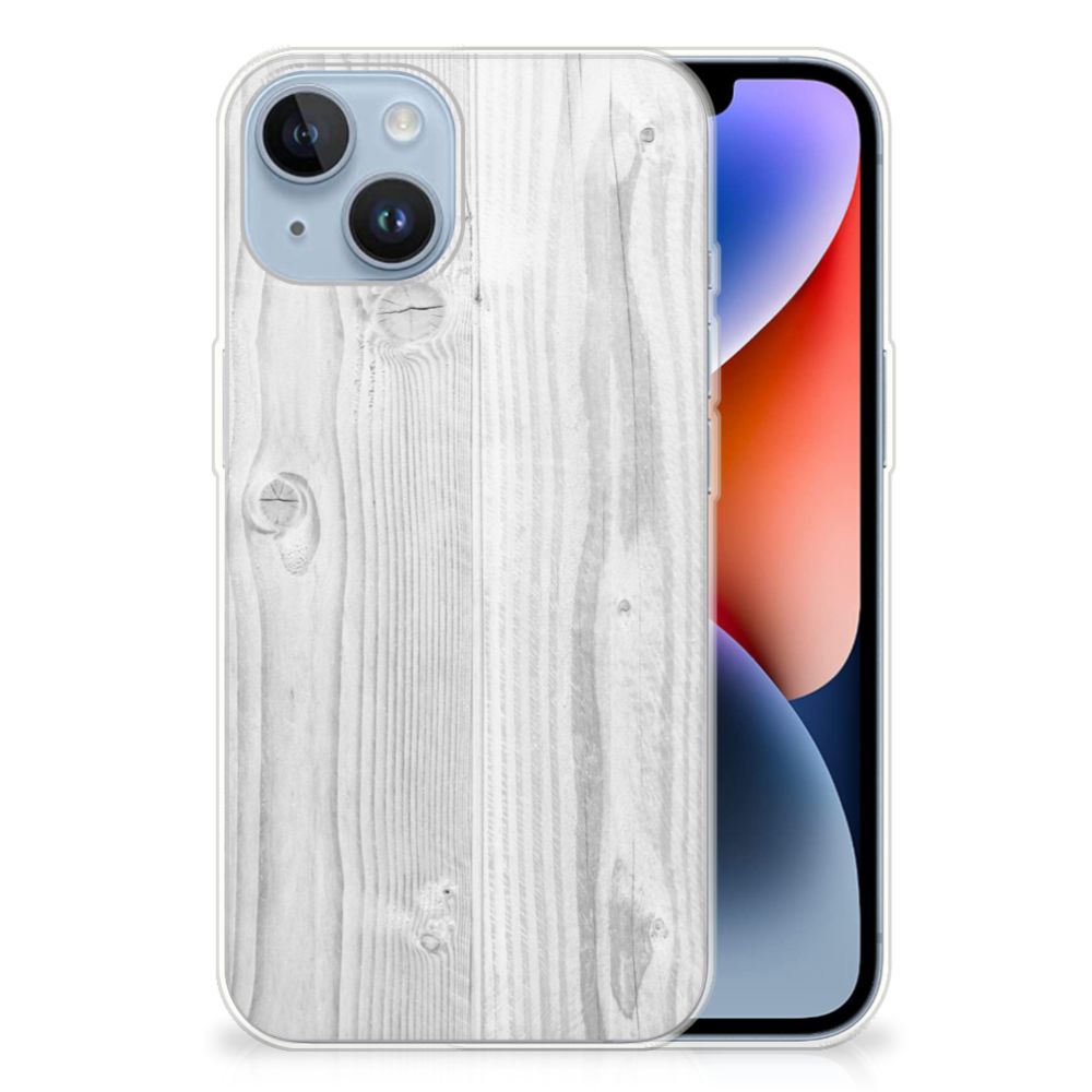 Apple iPhone 14 Bumper Hoesje White Wood