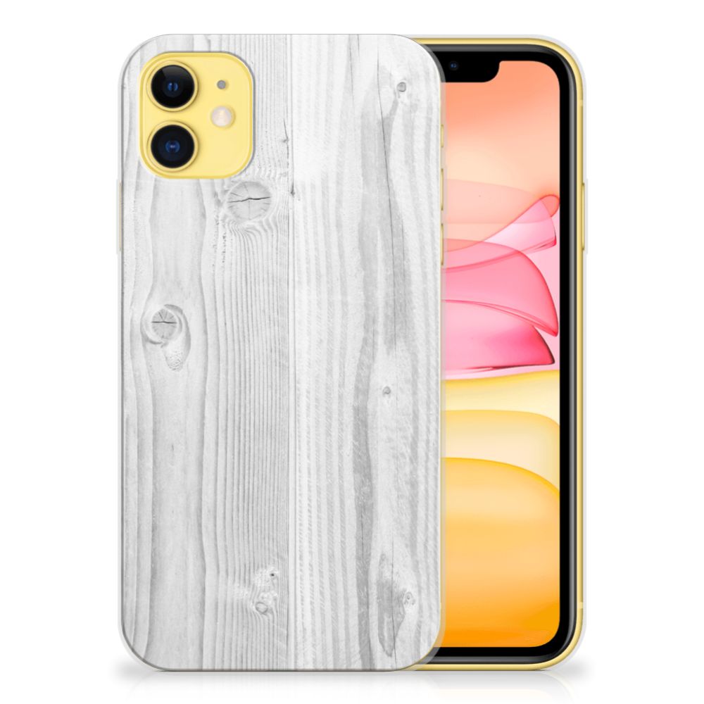 Apple iPhone 11 Bumper Hoesje White Wood