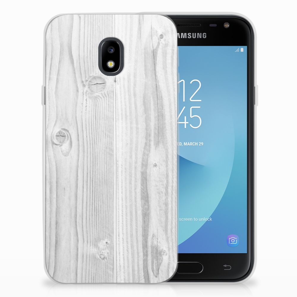 Samsung Galaxy J3 2017 Bumper Hoesje White Wood