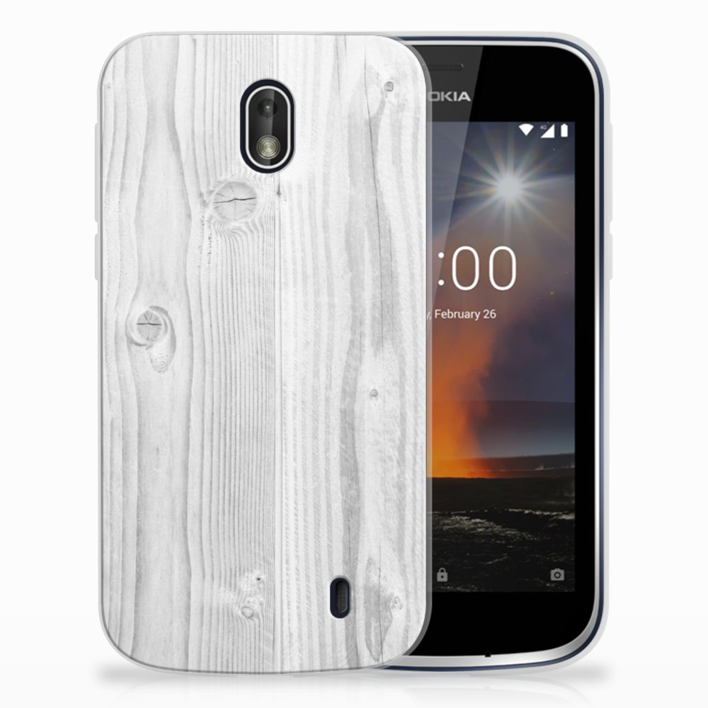Nokia 1 Bumper Hoesje White Wood