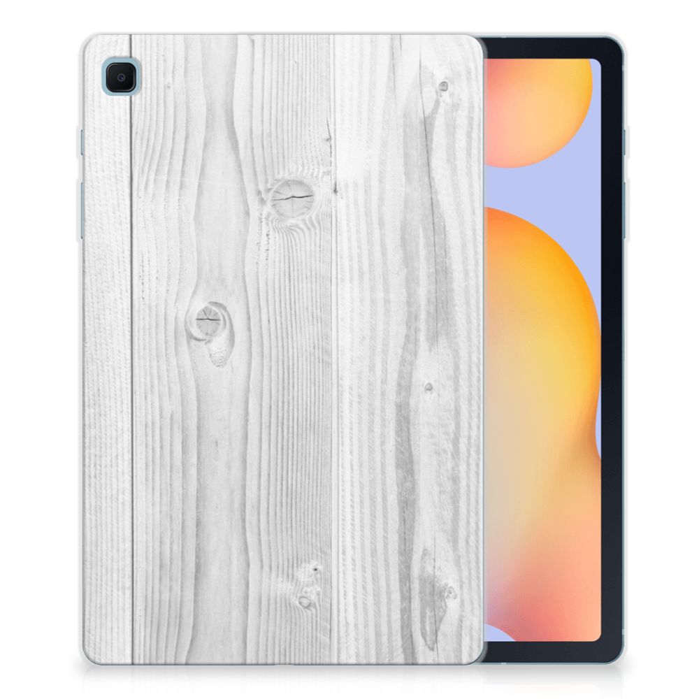 Samsung Galaxy Tab S6 Lite Silicone Tablet Hoes White Wood