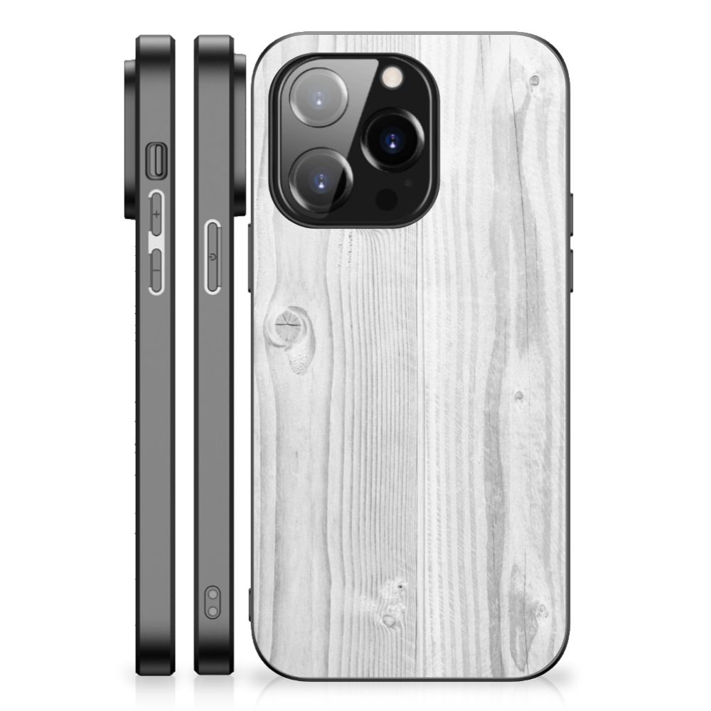 iPhone 14 Pro Houten Print Telefoonhoesje White Wood