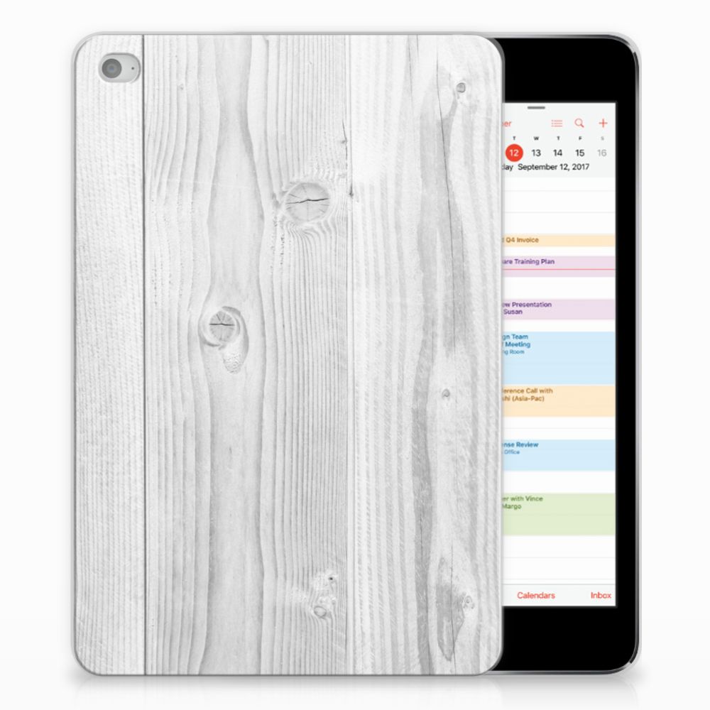 Apple iPad Mini 4 | Mini 5 (2019) Silicone Tablet Hoes White Wood