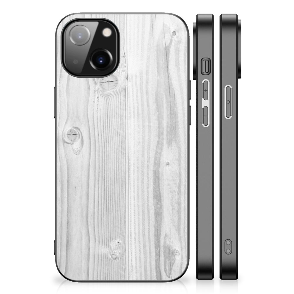 Apple iPhone 14 Houten Print Telefoonhoesje White Wood