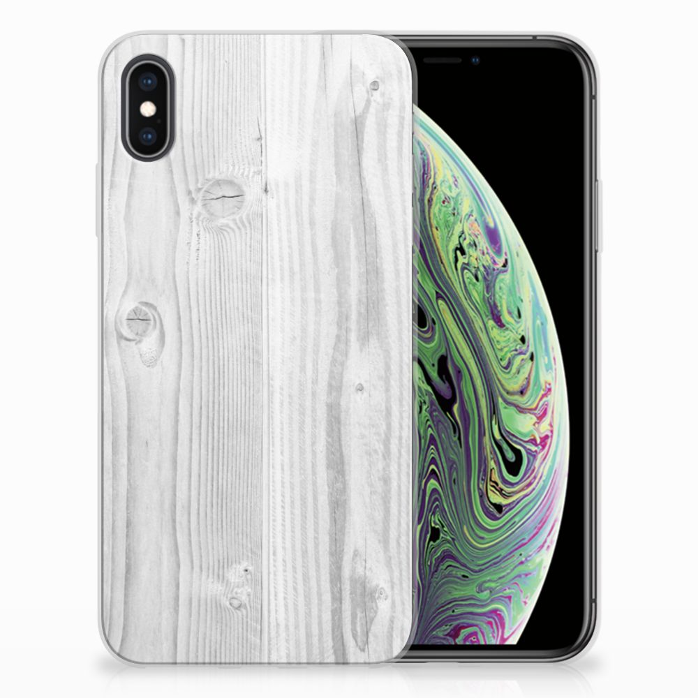 Apple iPhone Xs Max TPU Hoesje Design White Wood