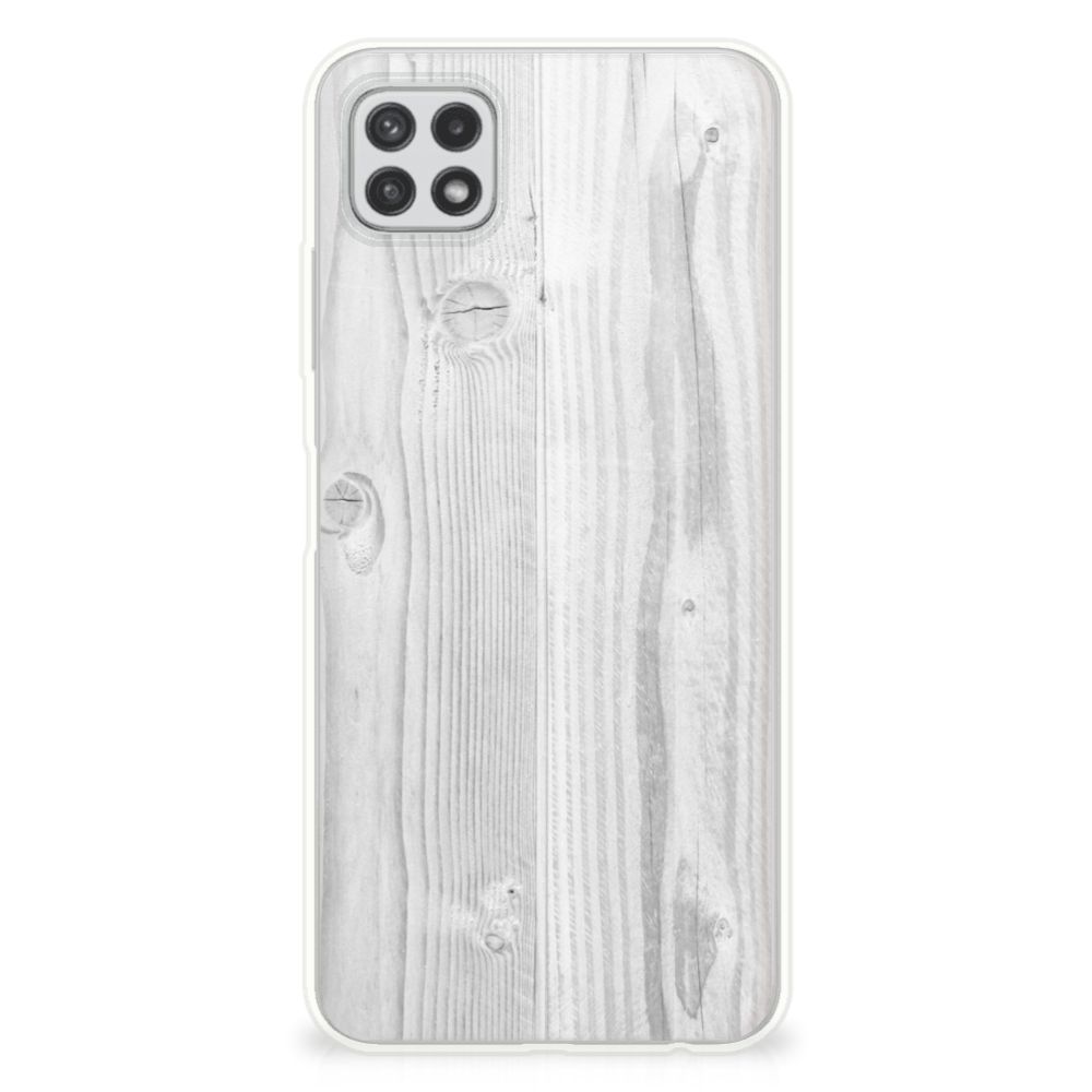 Samsung Galaxy A22 5G Bumper Hoesje White Wood
