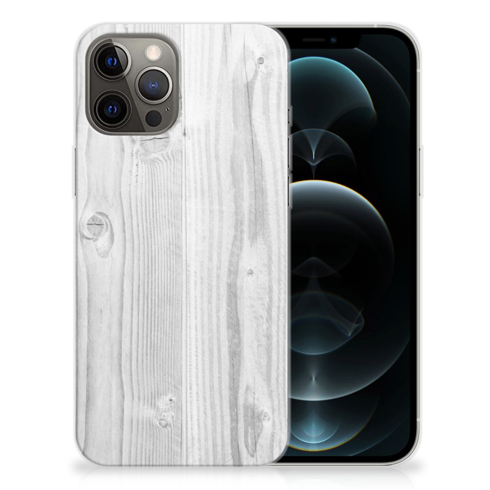 iPhone 12 Pro Max Bumper Hoesje White Wood
