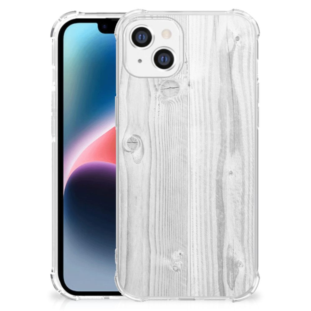 Apple iPhone 14 Plus Stevig Telefoonhoesje White Wood
