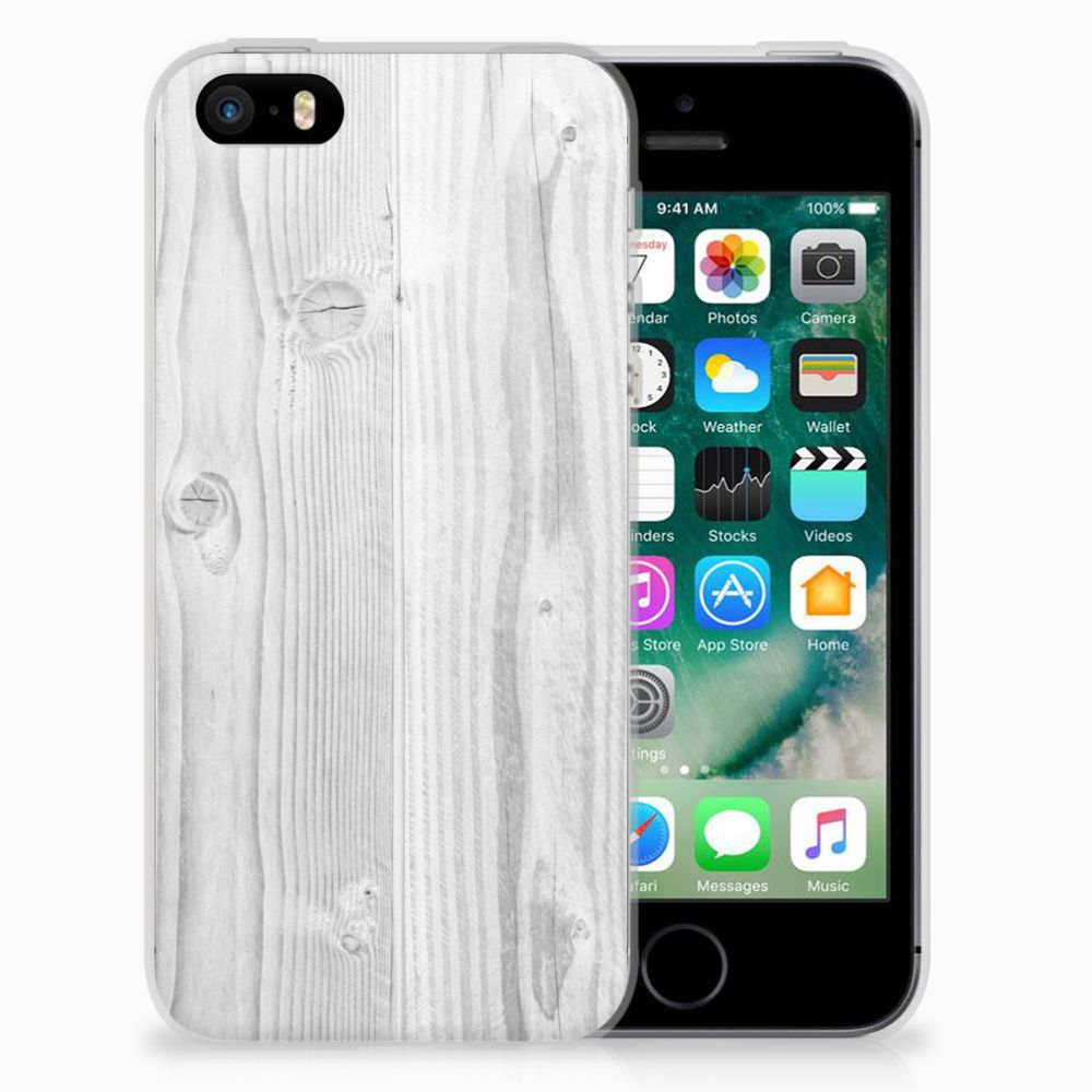 Apple iPhone SE | 5S Bumper Hoesje White Wood