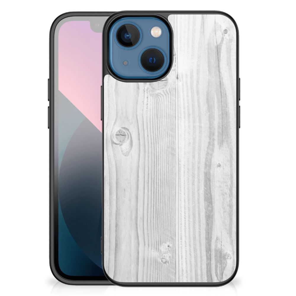 Apple iPhone 13 mini Houten Print Telefoonhoesje White Wood