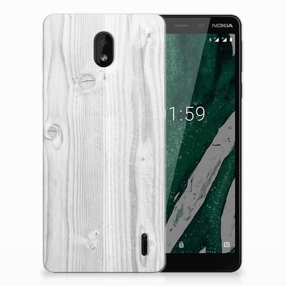 Nokia 1 Plus Bumper Hoesje White Wood