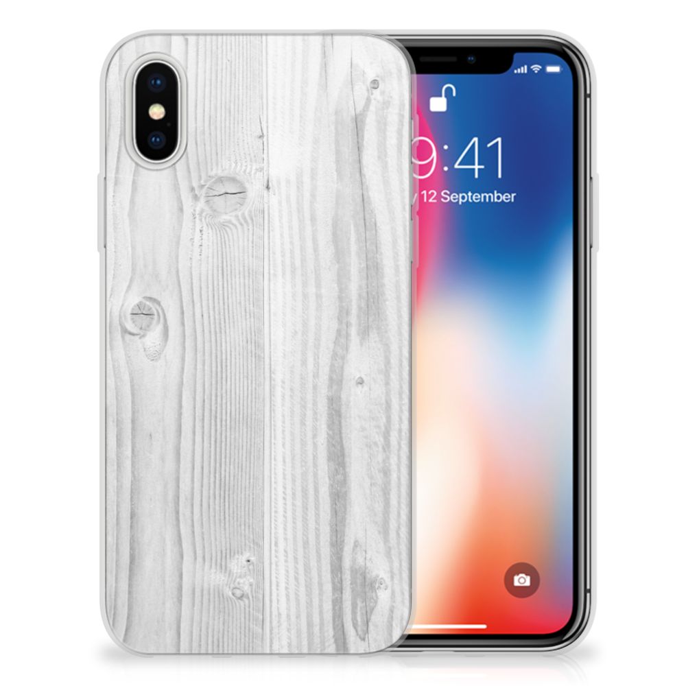 Apple iPhone X | Xs Bumper Hoesje White Wood