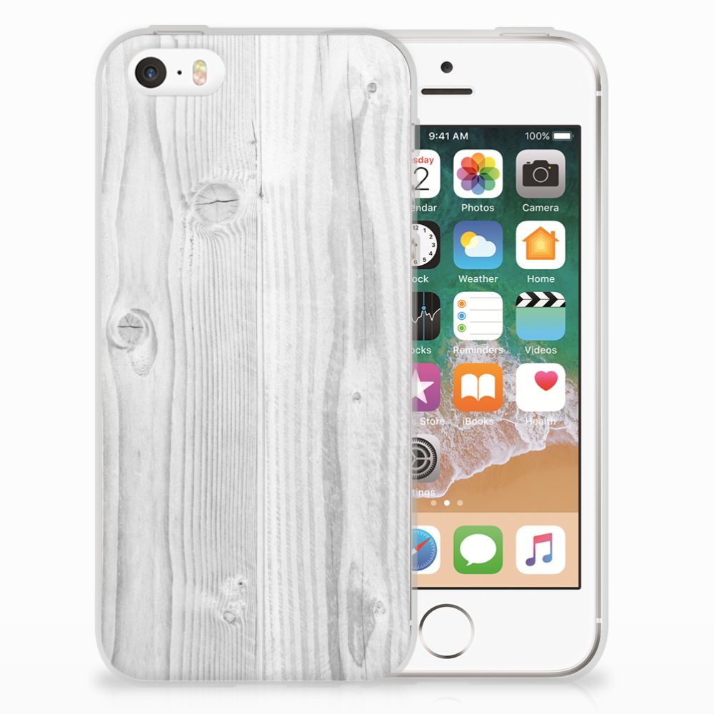 Apple iPhone SE | 5S Bumper Hoesje White Wood