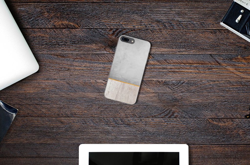 Apple iPhone 7 Plus | 8 Plus Bumper Hoesje Wood Concrete