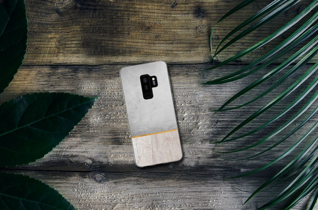 Samsung Galaxy S9 Plus Bumper Hoesje Wood Concrete