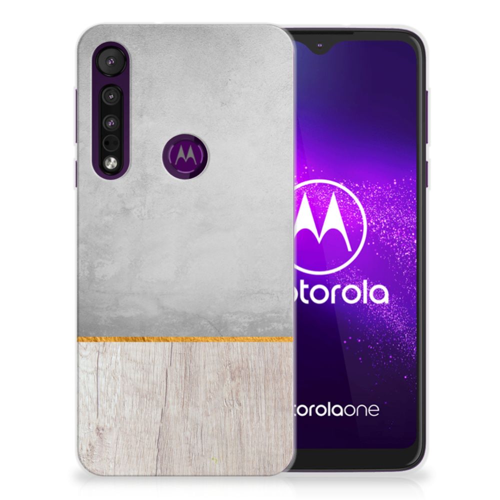Motorola One Macro Bumper Hoesje Wood Concrete
