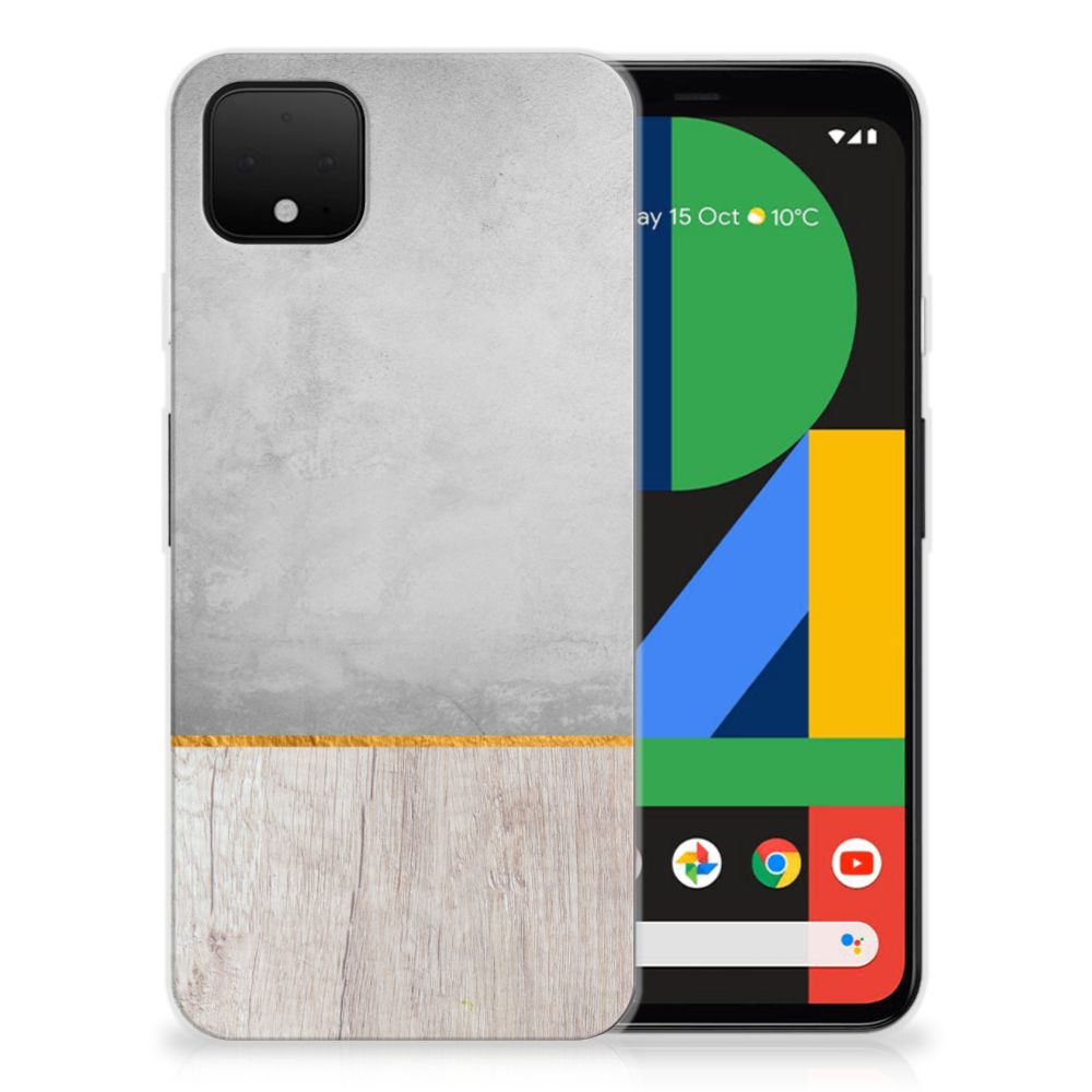 Google Pixel 4 XL Bumper Hoesje Wood Concrete