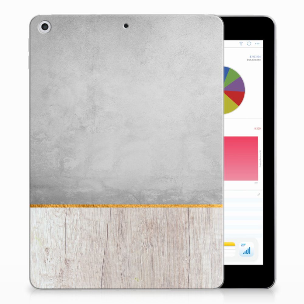 Apple iPad 9.7 2018 | 2017 Silicone Tablet Hoes Wood Concrete