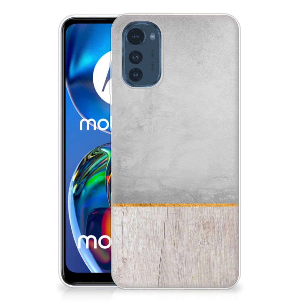 Motorola Moto E32/E32s Bumper Hoesje Wood Concrete