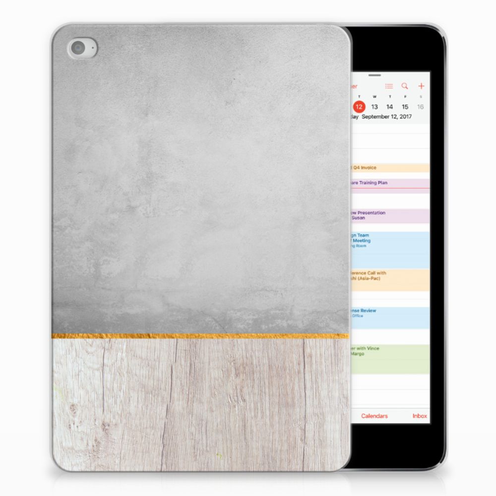 Apple iPad Mini 4 | Mini 5 (2019) Silicone Tablet Hoes Wood Concrete