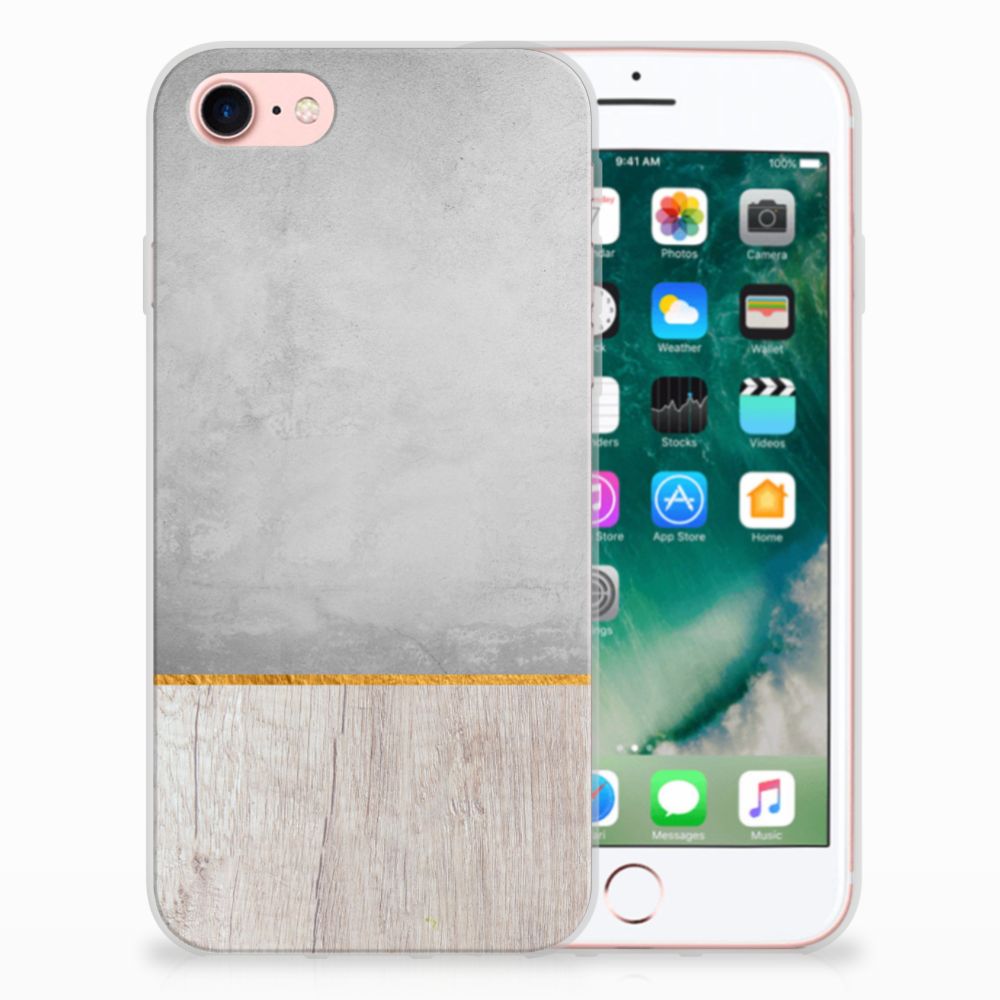 iPhone SE 2022 | SE 2020 | 8 | 7 Bumper Hoesje Wood Concrete