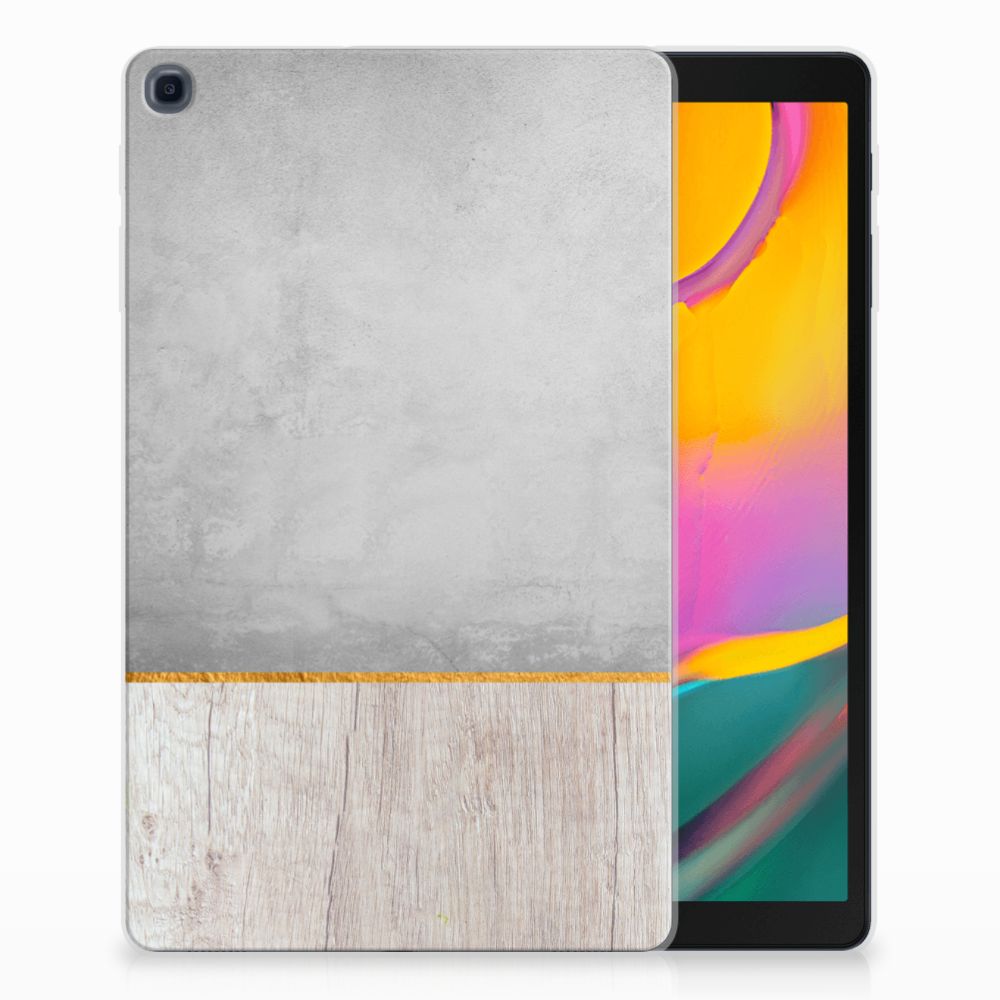 Samsung Galaxy Tab A 10.1 (2019) Silicone Tablet Hoes Wood Concrete