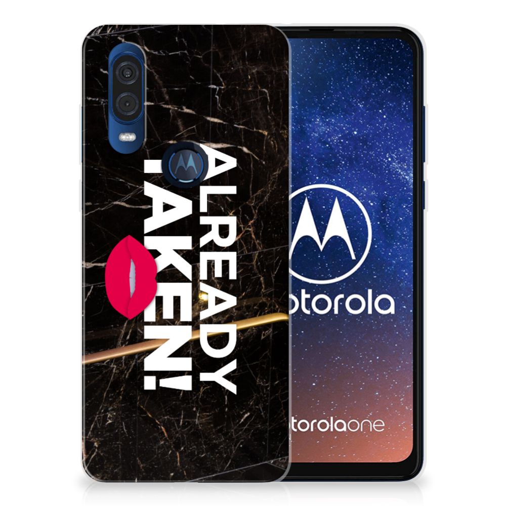 Motorola One Vision Siliconen hoesje met naam Already Taken Black