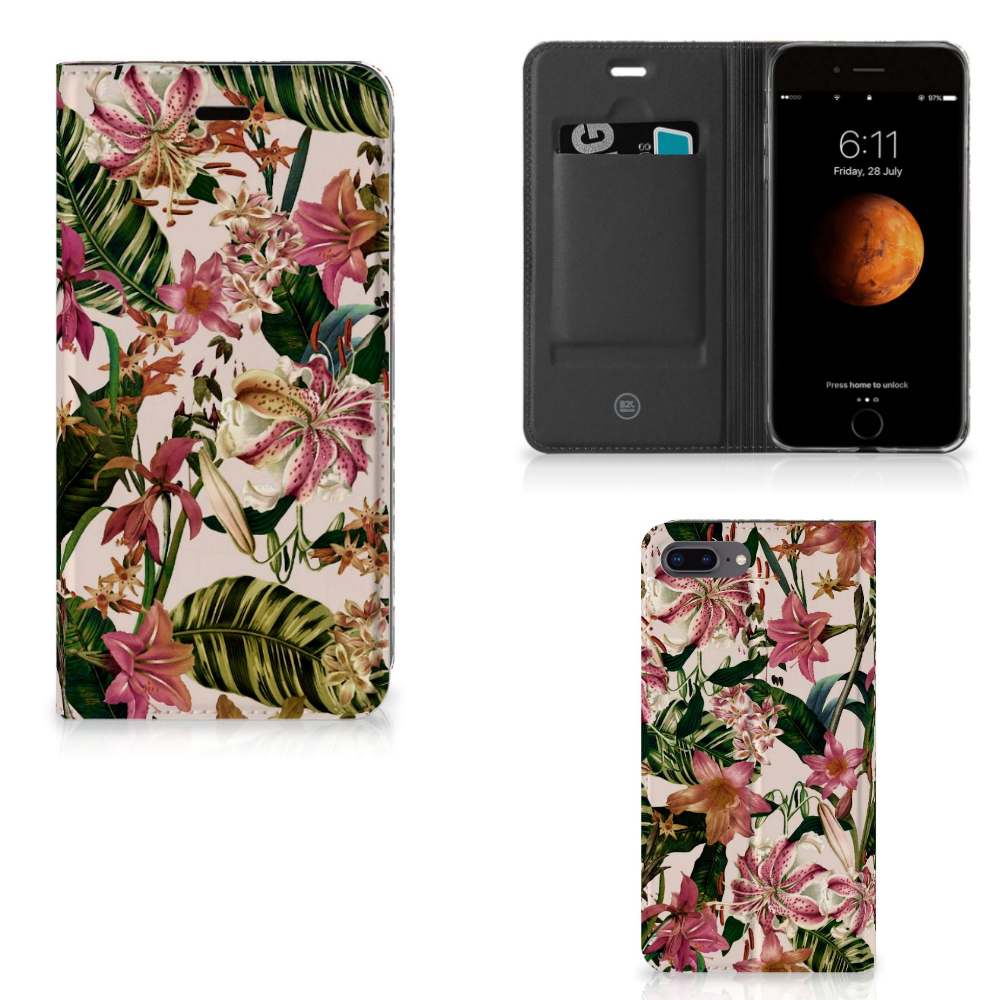 Apple iPhone 7 Plus | 8 Plus Uniek Standcase Hoesje Flowers