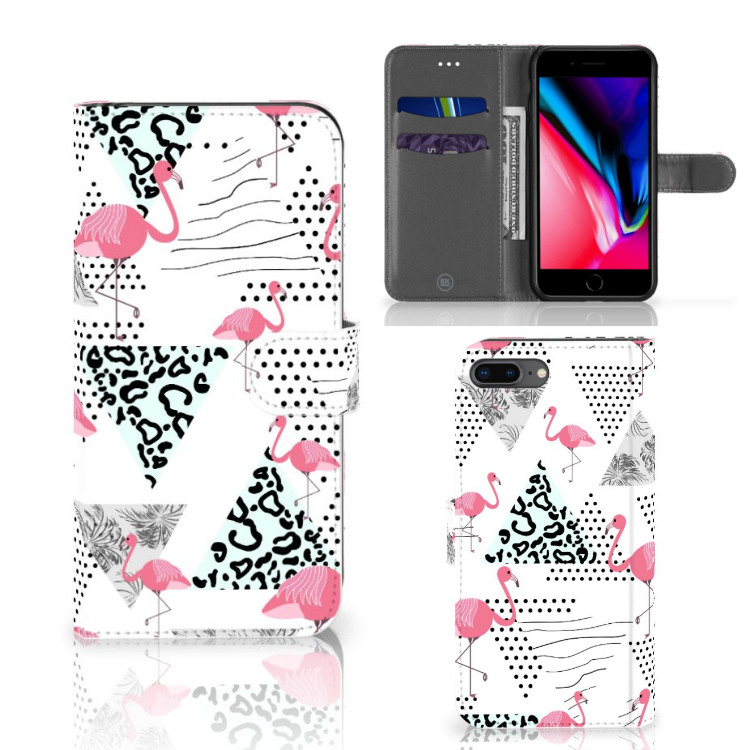 Apple iPhone 7 Plus | 8 Plus Telefoonhoesje met Pasjes Flamingo Triangle