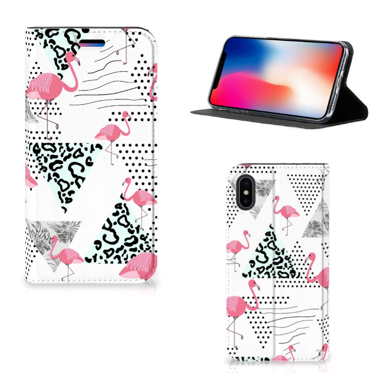 Apple iPhone X | Xs Uniek Standcase Hoesje Flamingo Triangle